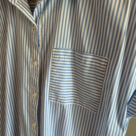UNTUCKit Light Blue and White Striped Shirt Dress - Picture 3 of 7